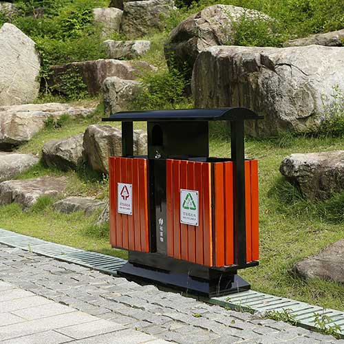 景區(qū)公園必備的景觀設(shè)施鋼木垃圾箱、與園林椅